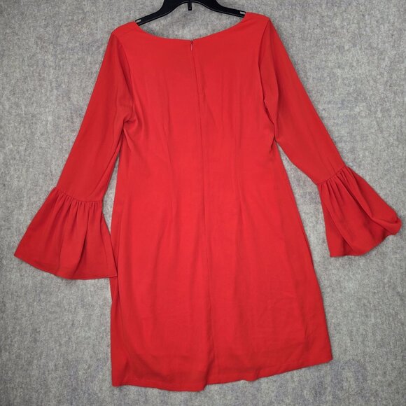 Worthington Red Bell Sleeve Dress Size 8 Polyester Blend - Picture 2 of 9